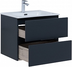 Aquanet Мебель для ванной Алвита New 60 2 ящика подвесная антрацит матовая – фотография-9